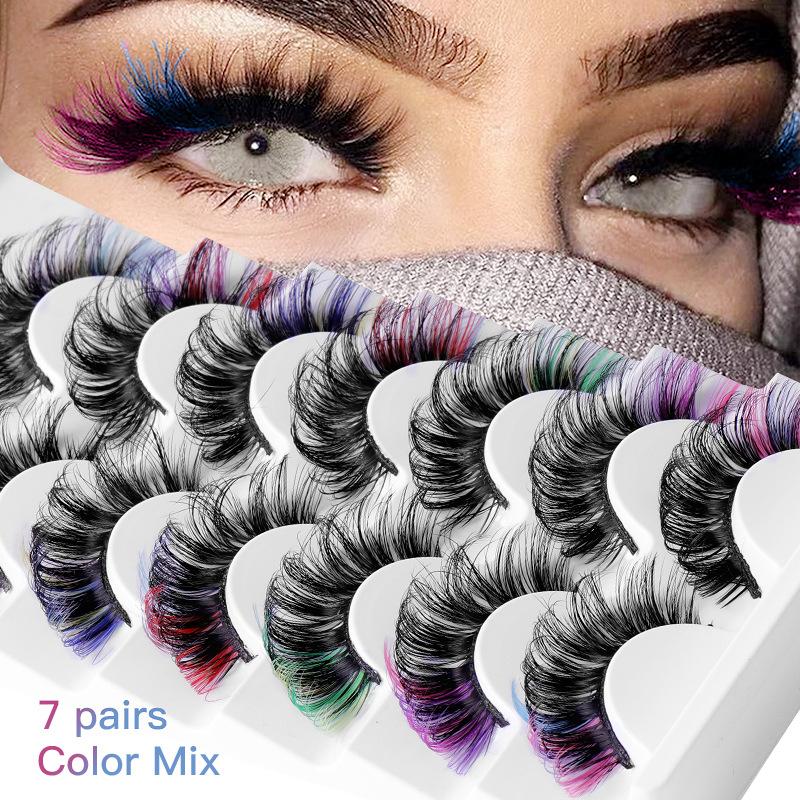 Eyelash Extension Volume Lashes - 7 Pares de Cílios Postiços Coloridos
