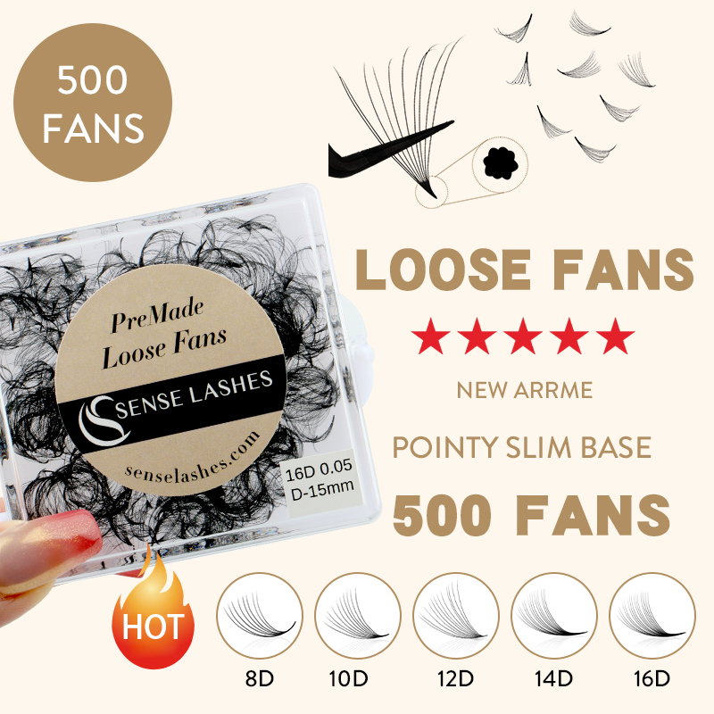 Eyelash Extension Medium - 500 fãs feitos à mão soltos
