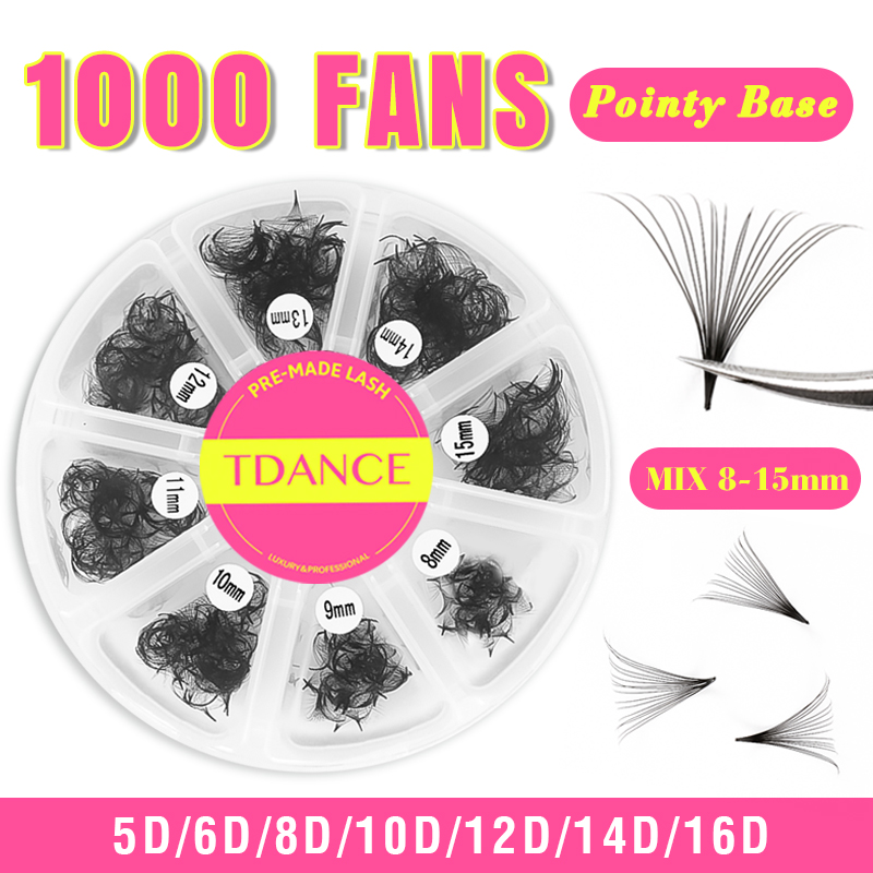 Eyelash Extension Medium - Tdance 1000 ventiladores soltos, comprimento misto,